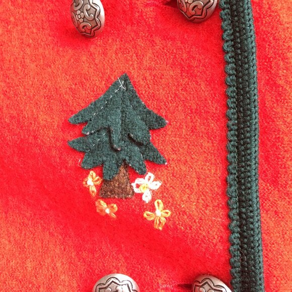 Giesswein Womens Jacket Cardigan Sz 12 Wool Applique Buttons Made in Austria - Picture 6 of 11